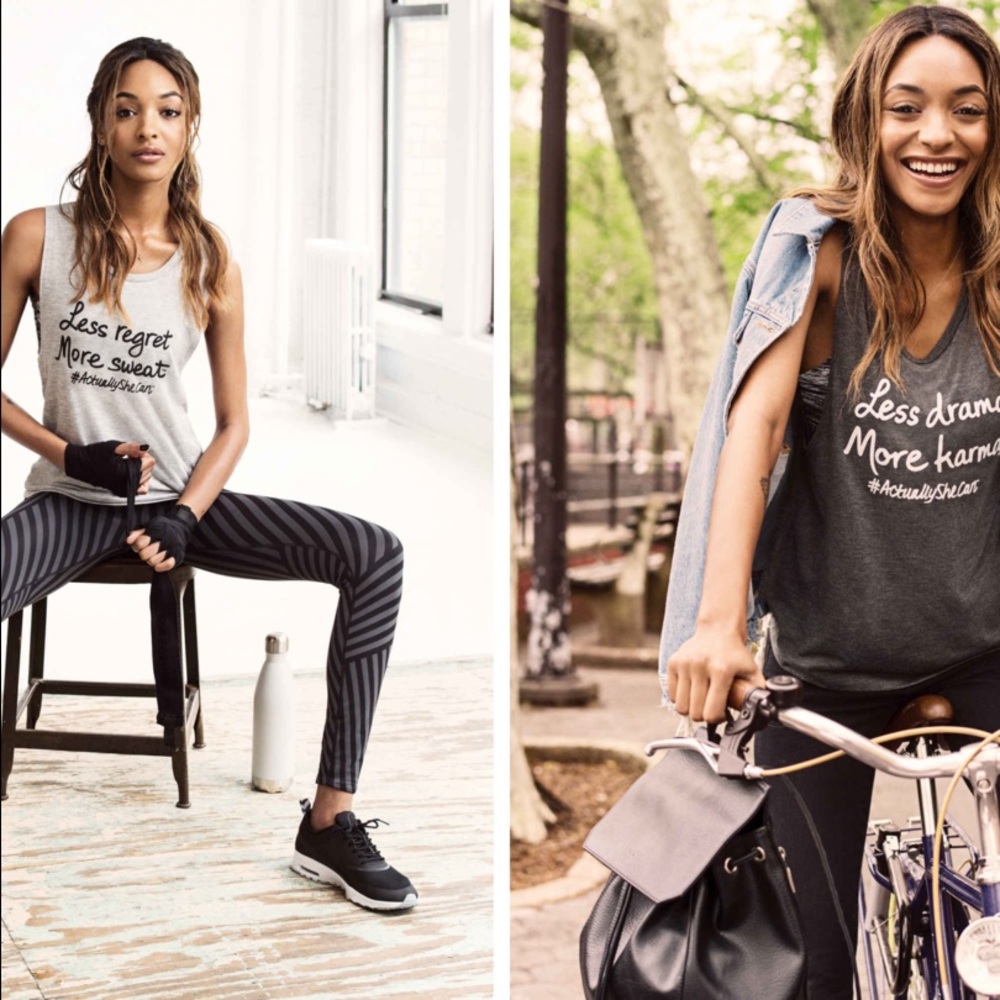 NEW Le Motto Dark Gray Graphic Muscle Tee